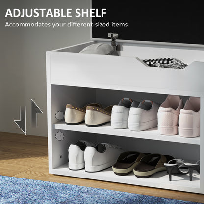 Sit-On Shoe Storage Unit w/ Hidden Compartment Handles Cream