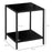 Side Table with Tempered Glass Top, End Table with 2-Tier Storage, Classic Accent Table with Steel Frame, Black