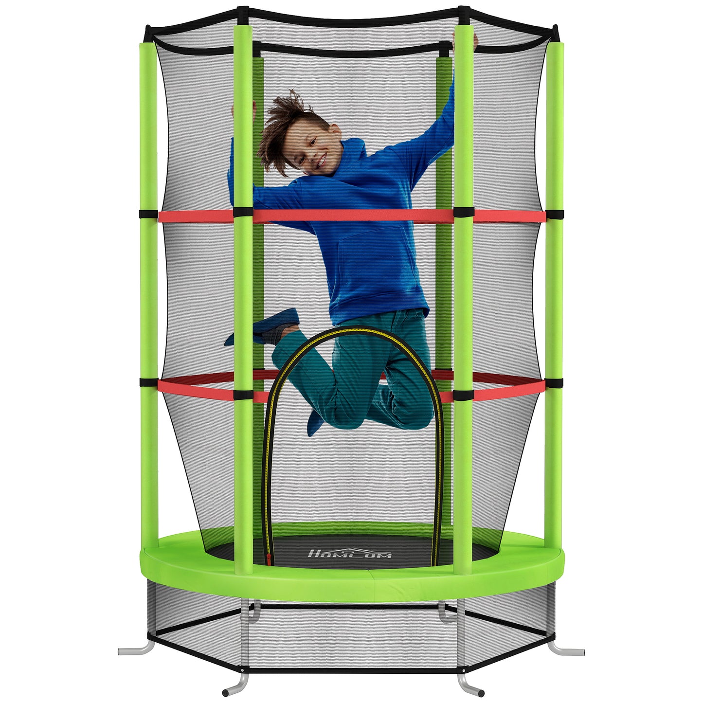 Kids Trampoline, with Enclosure Net, Steel Frame, for Ages 3-6 Years - Green