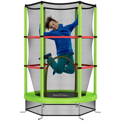 Kids Trampoline, with Enclosure Net, Steel Frame, for Ages 3-6 Years - Green