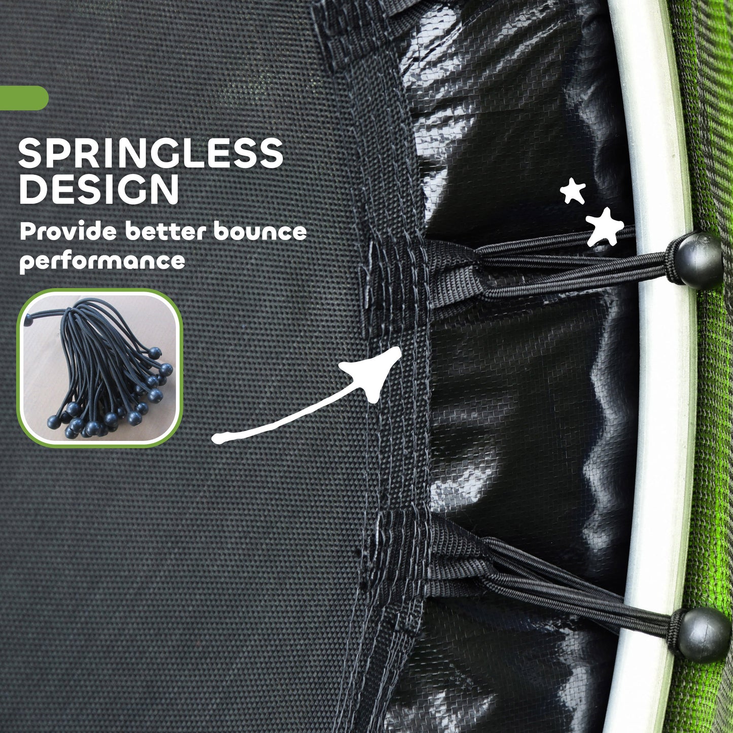 Kids Trampoline, with Enclosure Net, Steel Frame, for Ages 3-6 Years - Green