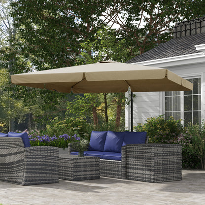 3(m) Cantilever Roma Parasol, Hanging Garden Parasol, Aluminium Square Patio Umbrella with Crank Handle and Tilt, Sun Shade