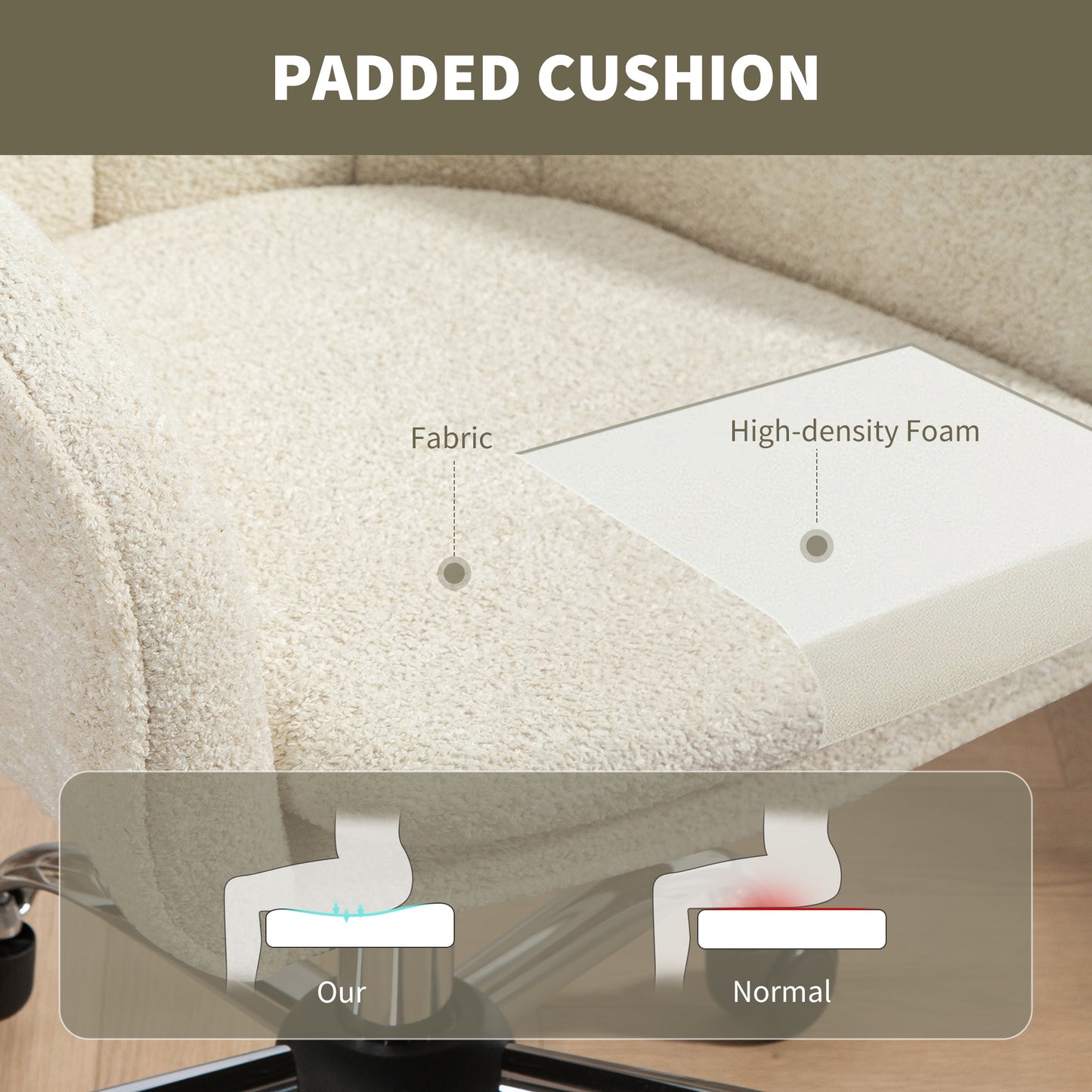 Modern Velvet Office Desk Chair for Bedroom, Living Room, Beige