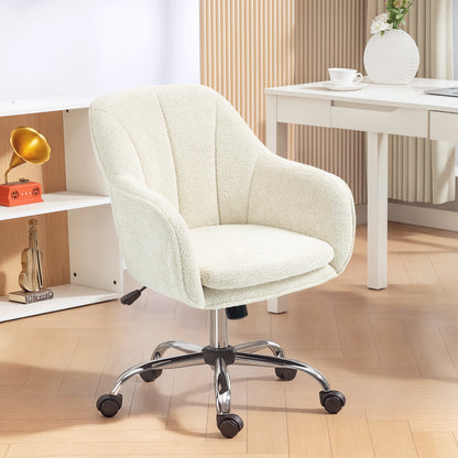 Modern Velvet Office Desk Chair for Bedroom, Living Room, Beige