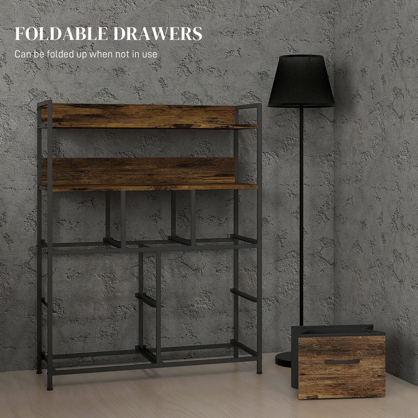 Bedroom Chest of Drawers 7 Drawer Dresser w/ Shelves, Rustic Brown