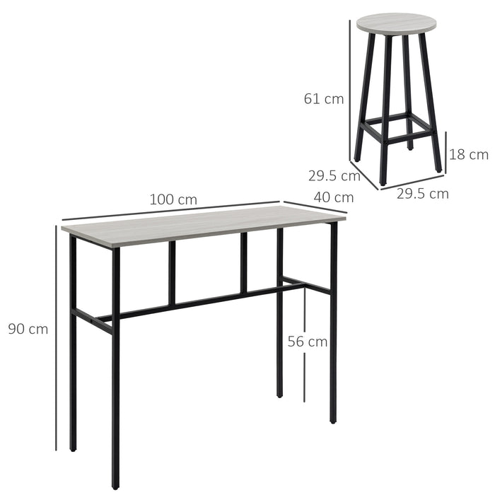 6-Piece Bar Table Set, 2 Breakfast Tables with 4 Stools, Counter Height Dining Tables & Chairs for Kitchen, Living Room, Grey