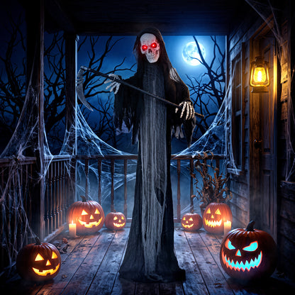 72"/183cm Life Size Animated Grim Reaper Halloween Decoration