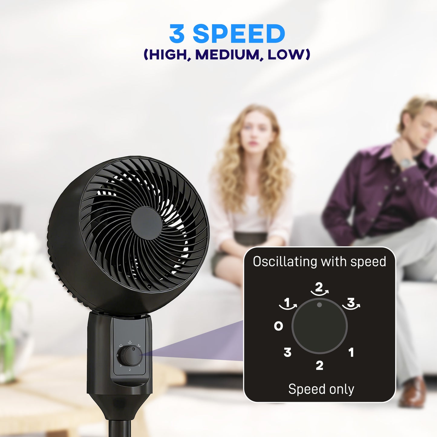 9" Pedestal Cooling Fan with Adjustable Speed, Black