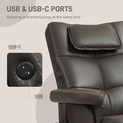 Massage Recliner Chair with Footstool and Hidden Storage, Dark Brown