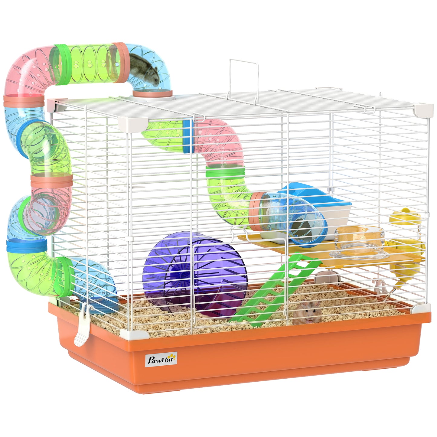 2 Tier Hamster Cage Small Animal House w/ Exercise Wheels Tunnel
