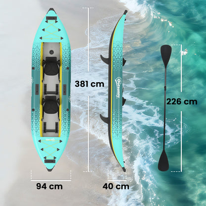 2.5' Inflatable Kayak 2-person Sit on Canoe with Paddles Blue