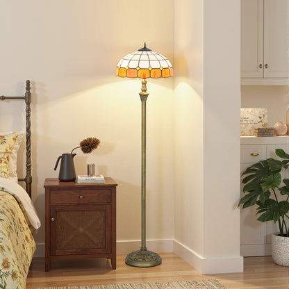 Floor Lamp with Handcrafted Stained Glass Shade, Vintage Standing Lamp