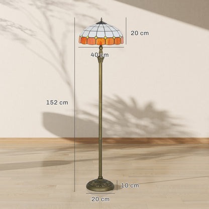 Floor Lamp with Handcrafted Stained Glass Shade, Vintage Standing Lamp