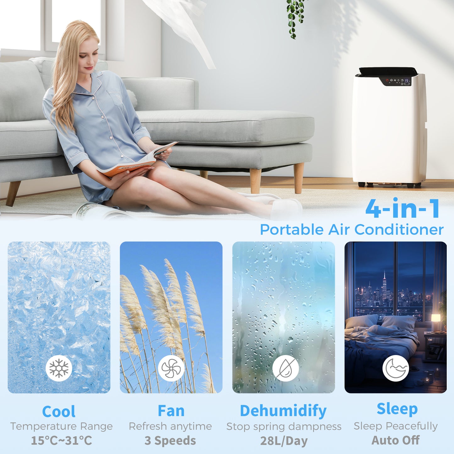 Portable Air Conditioner 12000 BTU, 4-in-1 Air Conditioning Unit