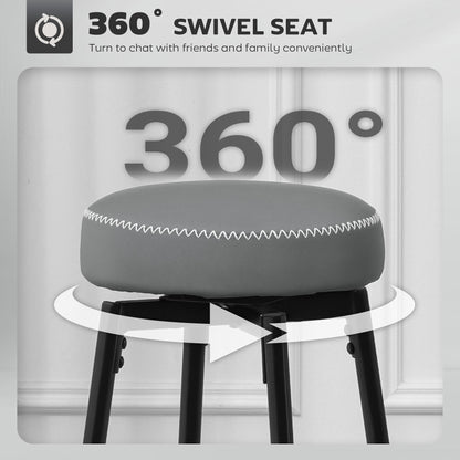 Swivel Bar Stools Set of 2, PU Leather Barstools with Footrest