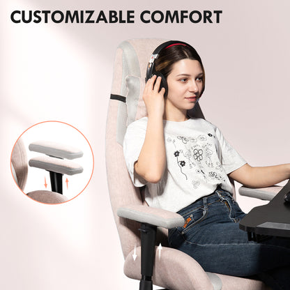 Gamer Computer Chair, Gaming Chair with Swivel Wheels, Pale Pink