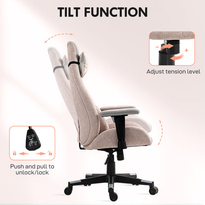 Gamer Computer Chair, Gaming Chair with Swivel Wheels, Pale Pink
