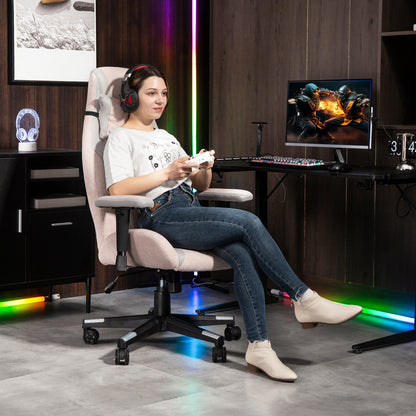 Gamer Computer Chair, Gaming Chair with Swivel Wheels, Pale Pink