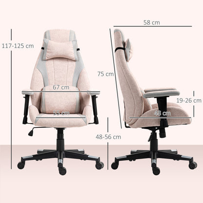 Gamer Computer Chair, Gaming Chair with Swivel Wheels, Pale Pink