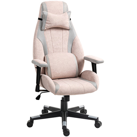 Gamer Computer Chair, Gaming Chair with Swivel Wheels, Pale Pink