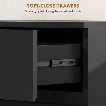 Bedroom Chest of Drawers, 5 Drawers Dresser, Drawer Unit, Black