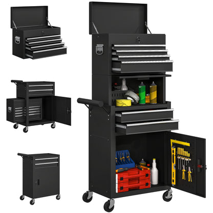 Tool Cabinet with 6 Drawers, 3-in-1 Rolling Tool Chest with Wheels