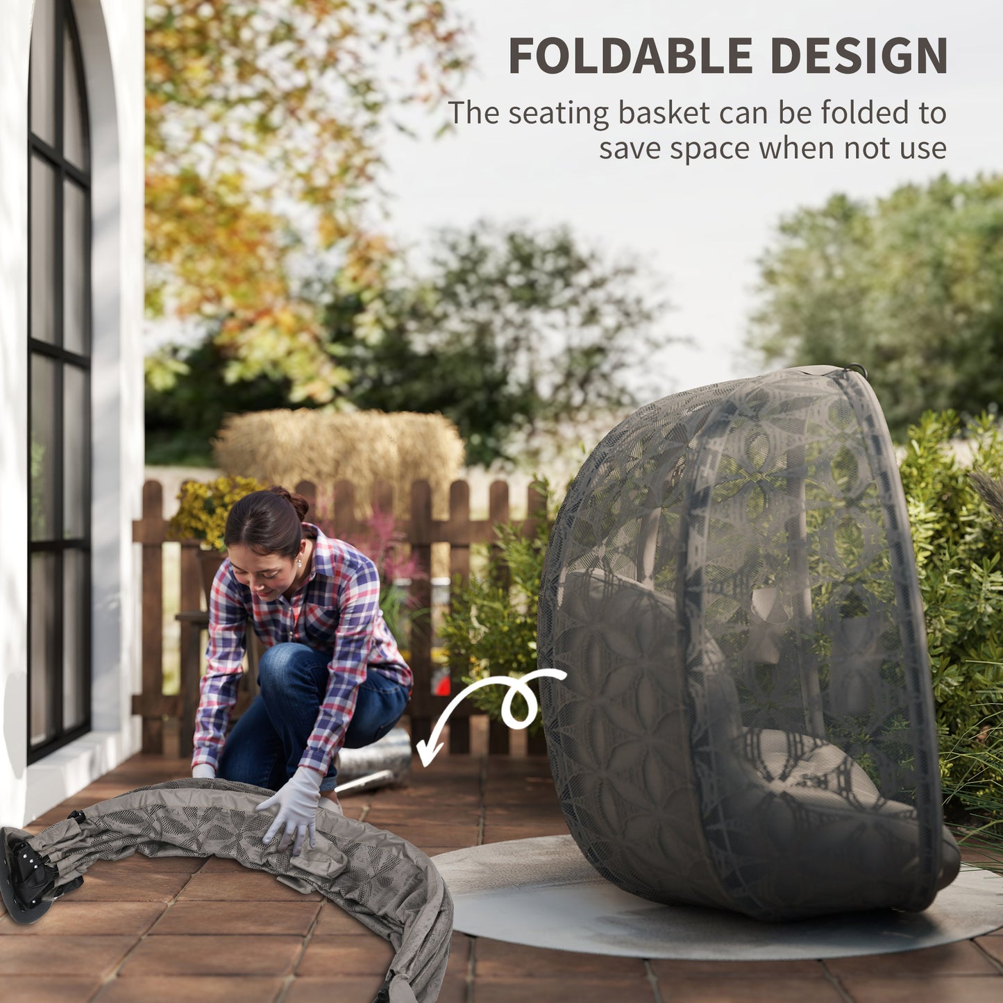 Double Hanging Swing Chair w/ Stand & Cup Holders, Brown