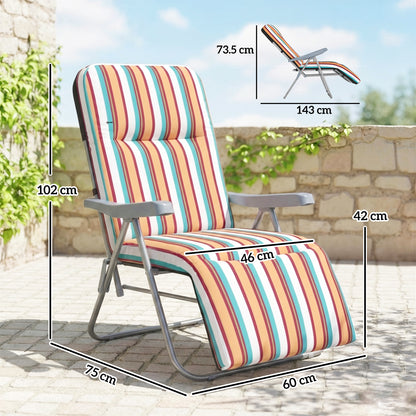 Set of 2 Adjustable Sun Lounger Recliner Reclining Seat Multicolour