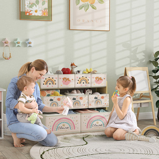 3-Tier Toy Organiser Shelf with 9 Storage Boxes for Bedroom Yellow