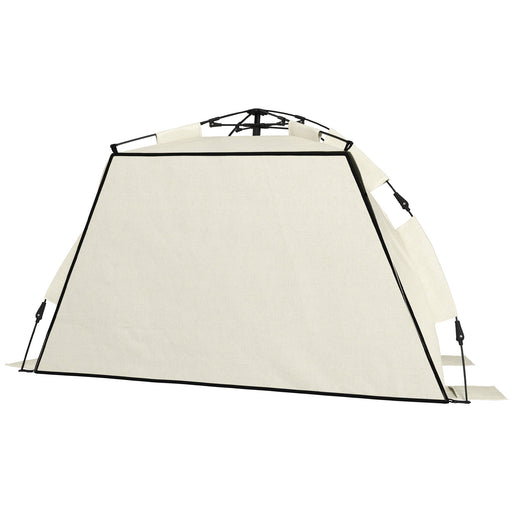 2-3 Person Pop Up Beach Tent, UPF15+ Sun Shelter with Extended Floor, Sandbags, Mesh Windows and Carry Bag, Khaki