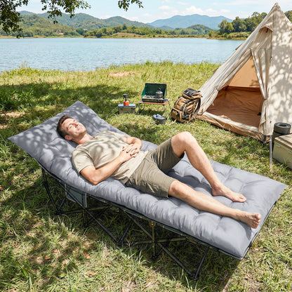 Sleeping Mat, Foldable Camping Pad with Elastic Straps Light Grey