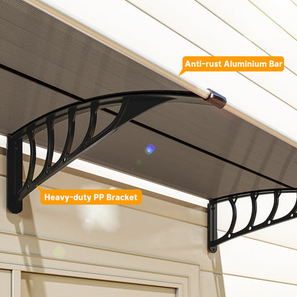 Door Canopy Outdoor Awning Rain Shelter for Window Porch, Brown
