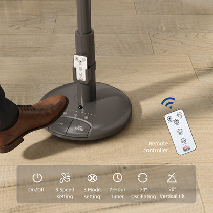 9" Pedestal Cooling Fan with Adjustable Speed and Mode, Grey