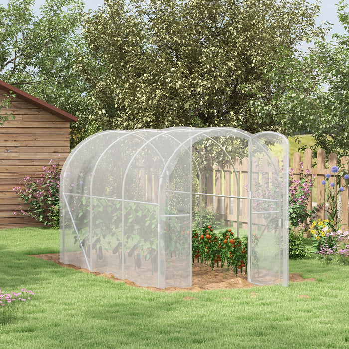 Polytunnel Greenhouse Walk-in Grow House with PE Cover, Door and Galvanised Steel Frame, 3 x 2 x 2m, Clear