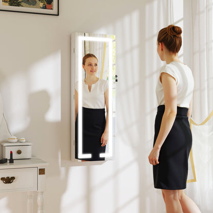 LED Mirror Jewellery Cabinet, Full Length Mirror with Storage, White