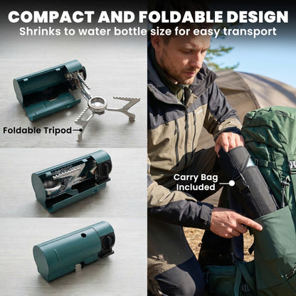Camping Stove with Safety Shut-Off, Piezo Ignition Gas Stove Green