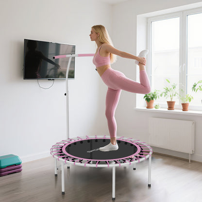 40" Fitness Trampoline, Mini Rebounder Trampoline for Adults with 5-Level Adjustable Handle, Indoor Exercise Bungee Rebounder, Max Load 100KG, Purple