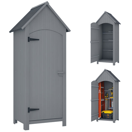 Wooden Small Garden Shed with 3 Shelves and Tilt Roof Grey