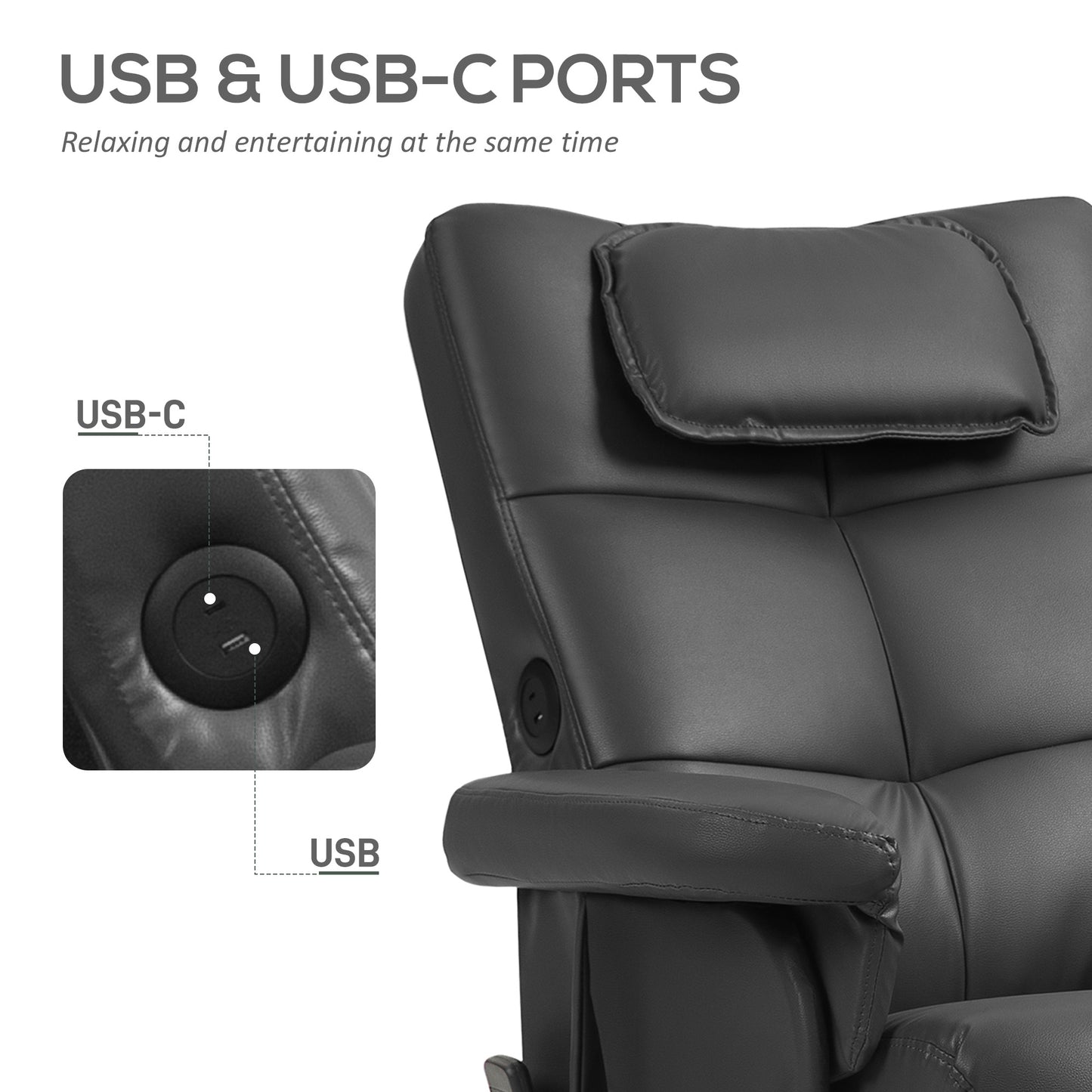 Massage Recliner Chair with Footstool and Hidden Storage, Black