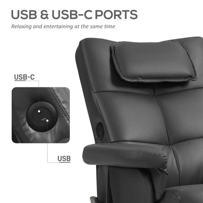 Massage Recliner Chair with Footstool and Hidden Storage, Black