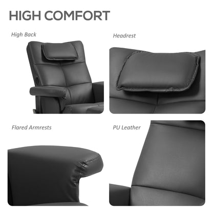 Massage Recliner Chair with Footstool and Hidden Storage, Black