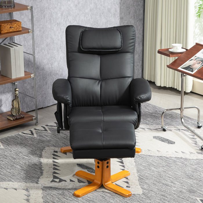 Massage Recliner Chair with Footstool and Hidden Storage, Black