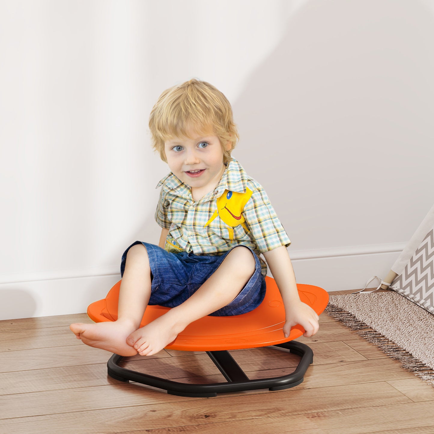 Planet-Shaped Kids Swivel Chair, Sensory Spinning Chair, Orange