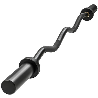 4ft Olympic EZ Curl Bar, Barbell Bar for 2" Weight Plates, Black