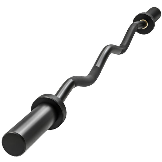 4ft Olympic EZ Curl Bar, Barbell Bar for 2" Weight Plates, Black
