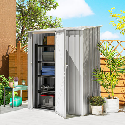 Outdoor Storage Shed Steel Garden Shed w/ Lockable Door Grey