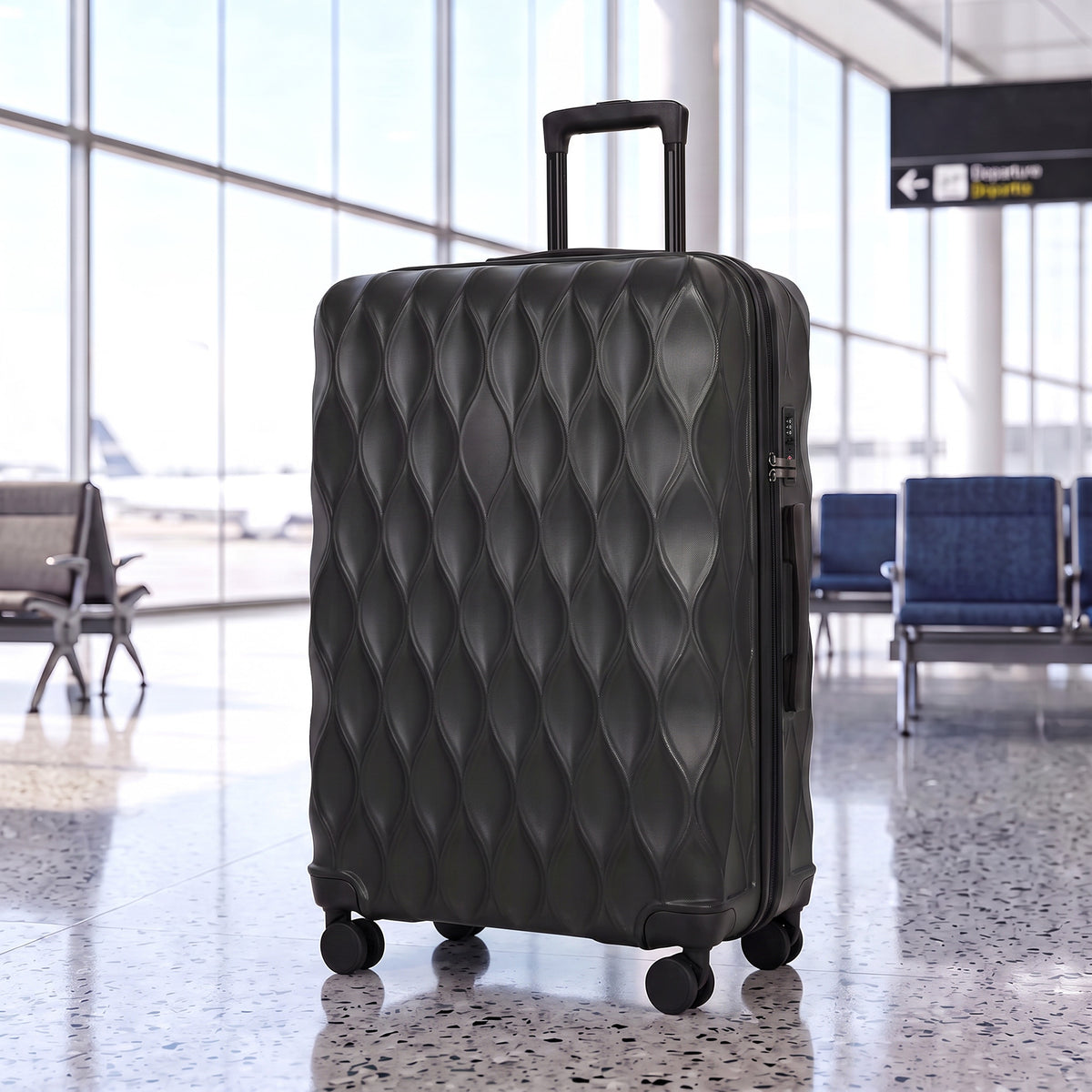 28Inch Suitcase Hard Shell Checked Luggage with TSA Lock, Black
