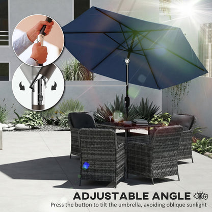 2.6M Garden Parasol Umbrella with Aluminium Pole, Tilt, Navy Blue
