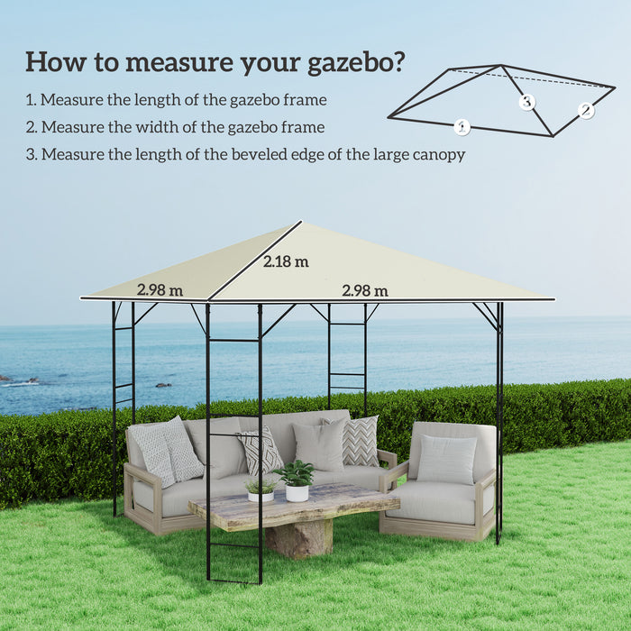 3 x 3(m) Gazebo Canopy Replacement Cover, UPF30+, Cream White