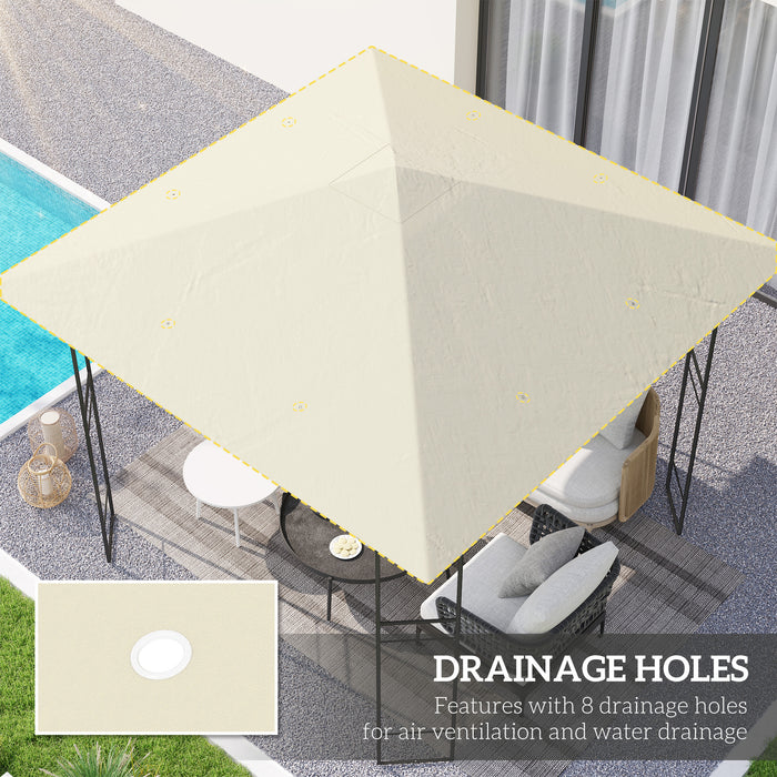 3 x 3(m) Gazebo Canopy Replacement Cover, UPF30+, Cream White